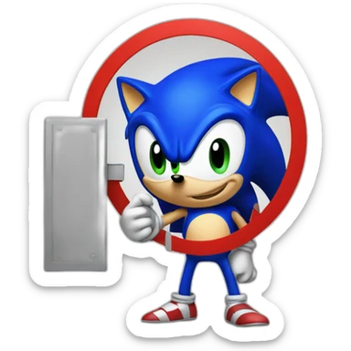 sonic holding stop signboard sticker