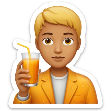 juice, colors yellow,orange,forest fruits, person sticker