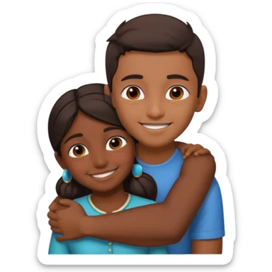 indian boy huggin indian girl from behind sticker