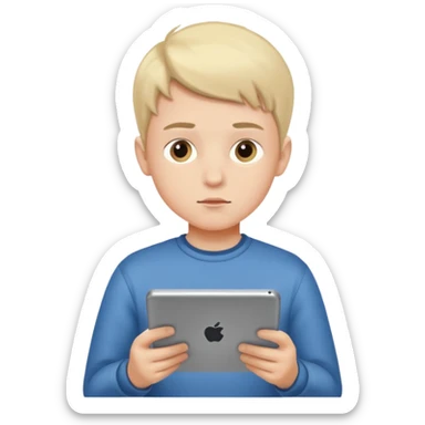 boy watching a tablet sticker