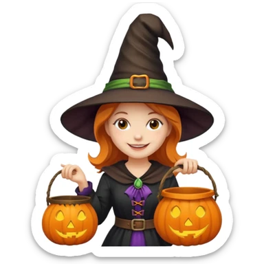 girl with hallowen costumes sticker