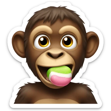 young brown monkey chewing gum sticker