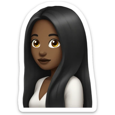 pretty black girl with long black hair  sticker
