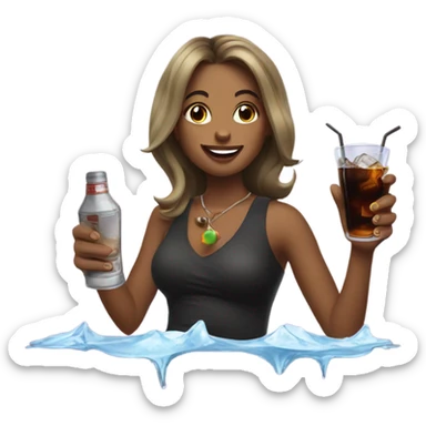 A girl with a icy rum n coke sticker