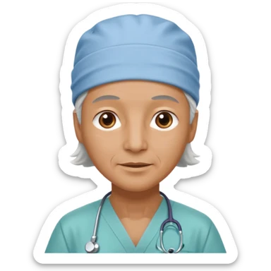 older doctor with scrub cap on sticker