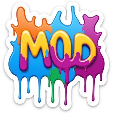 Graffiti the word  mod  with drippy paint  sticker