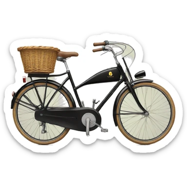 peugeot vintage black bike with front basket  sticker