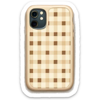 iPhone with beige checkered case sticker