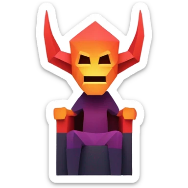generate a low-poly demon with no details and just shapes sitting on a throne sticker