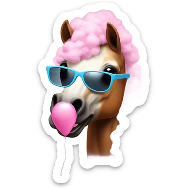 Horse with sunglasses and cotton candy sticker