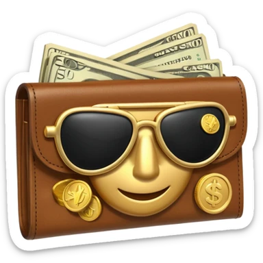Aviator money emoji, wallet full of cash, casino vibe, premium 3D emoji style, clean, no background
 sticker