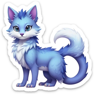 Kawaii dark edgy fantasy pastel ethereal feline-vernid-sergal-fursona animal creature with a tufted tail full body sticker