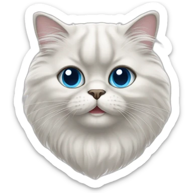 persian cat smiling face with white hair and blue eyes sticker
