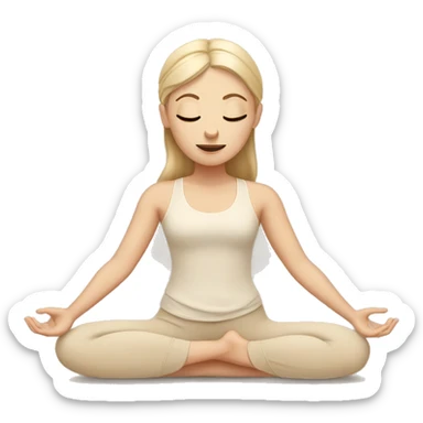 White Girl doing yoga in beige tones  sticker