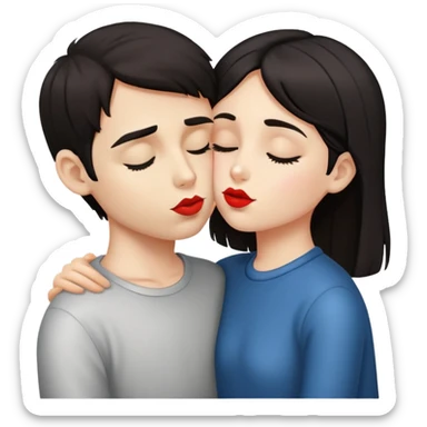 a blindato boy and a dark-haired girl kiss inf sticker