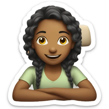 smiling girl in car interior do yoga sticker