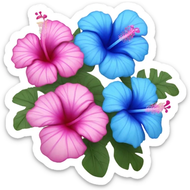 pink and blue hibiscus  sticker