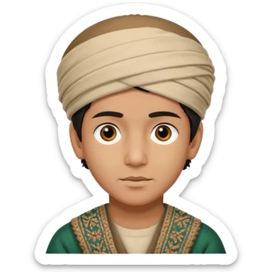 Creat a afghan boy with afghan pacol hat with white Tagore sticker