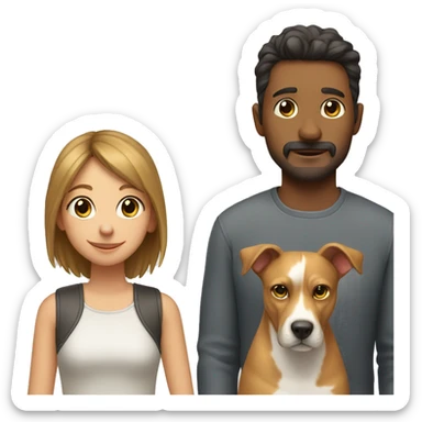 Cat and dog and man and girl sticker