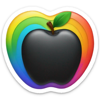 black apple logo with rainbow color outline sticker