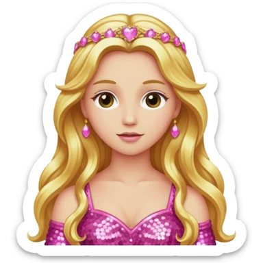 Venus, Goddess of Love with long golden blonde hair, pink sequin outfit sticker