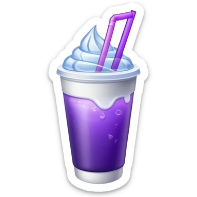 Make a styrofoam cup but 2 in one cup with a purple drink and ice in it sticker