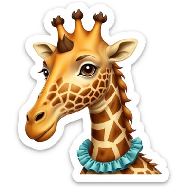 Vintage circus giraffe wearing neck ruffles sticker