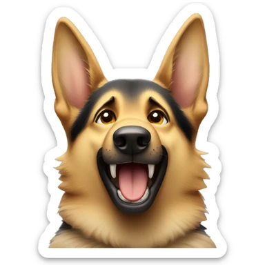 German shepherd laughing hysterically with tears in their eyes  sticker