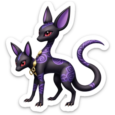 Shiny Dark Edgy Majestic Sophisticated Modern Gothic Gloomy Futuristic Salandit-Umbreon-Espeon-Hybrid (Full body) with pattern-markings sticker