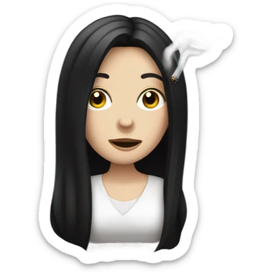 white girl with black long hair smoking sticker