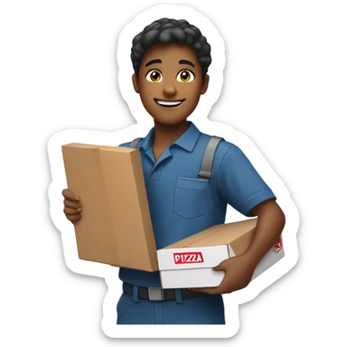 Teen delivering a pizza sticker
