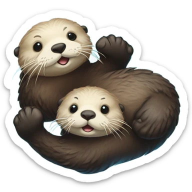 Sea otters holding hands sticker