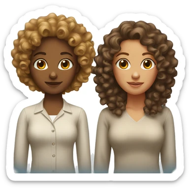 Two tan girls with curly hair sticker