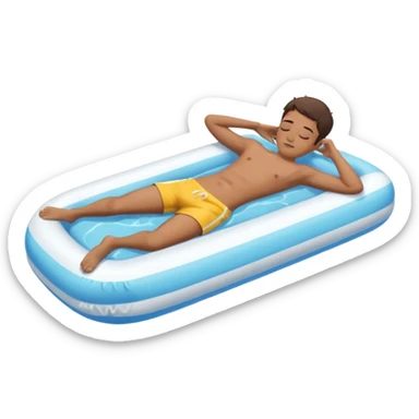 boy sleeping on a float in a swimming pool, full body sticker