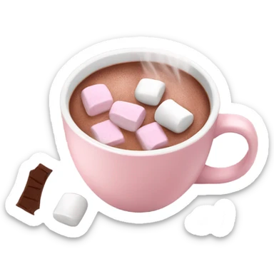 Light Pink mug of hot chocolate with marshmallows  sticker