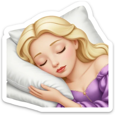 sleeping beauty blonde white girl with a silk pillow sticker