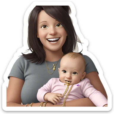 baby smiling with jewelry necklace sticker