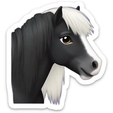 black shetland pony with small white flech on shoulder sticker