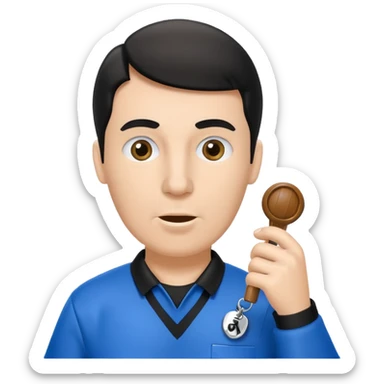 Referee, hold the whistle, blue cloth sticker