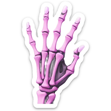 Skeleton hand 5 fingers with pink polish nails minimalistic  sticker