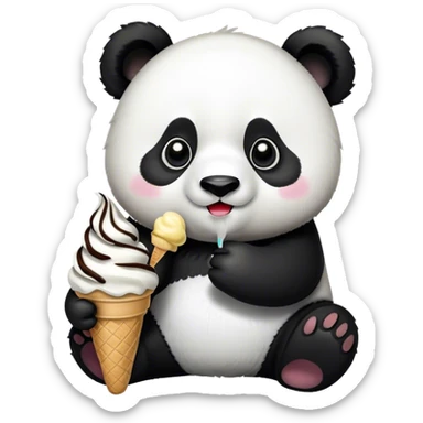 Panda eating ice cream sticker