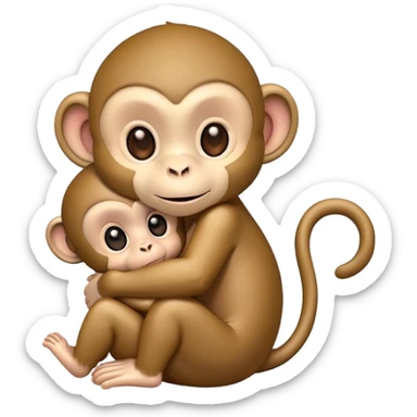 Monkey hugging baby sticker