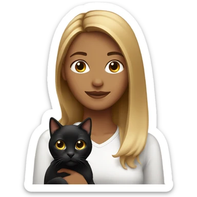 Bronde girl with a black cat sticker