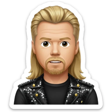 James Hetfield with long dark blonde hair, black sequin outfit  sticker