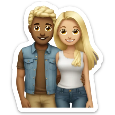 couple bisous blonde et brun sticker