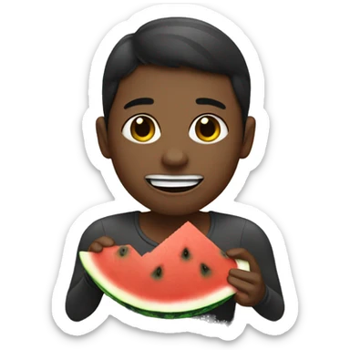 Dark toned person eating watermelon  sticker