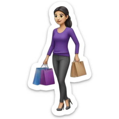Armenian women doing shopping  in purple clothes  sticker