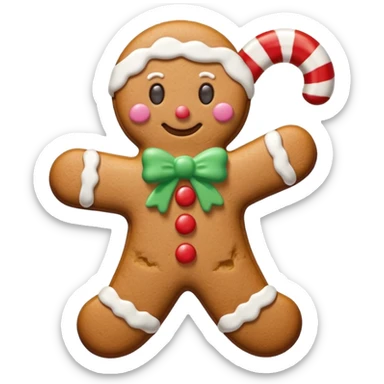 gingerbread cookie in candy cane shape sticker