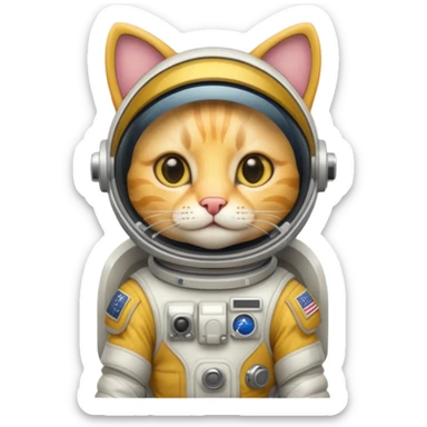 yellow cat Astronaut sticker