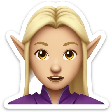 Noble female Elf with Elf ears and blonde hair and purple robes Angry angry angry expression sticker